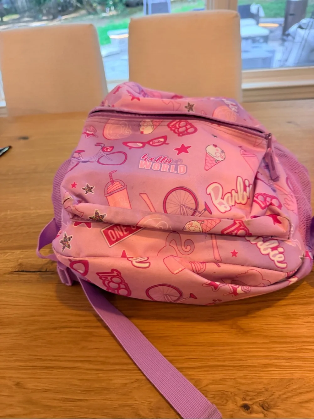 Barbie Pink Printed Kids Backpack with Icon Pattern